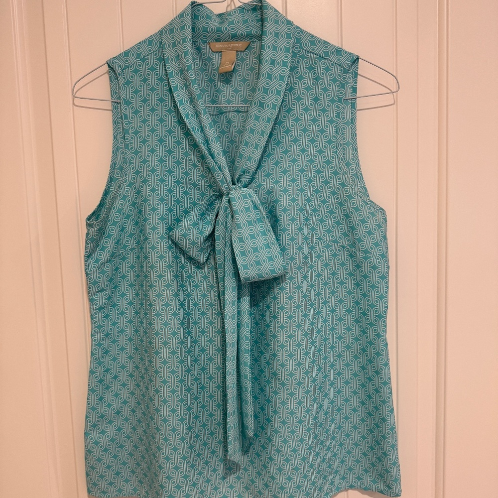 Banana Republic teal and white blouse